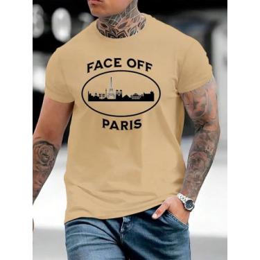 Imagem de Camiseta Masculina Paris Face Camisa Streetwear 100% Algodão - Algodão