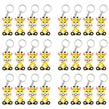 Imagem de Elecrainbow Pacote com 24 chaveiros de girafa lembrancinha de festa para amantes de girafas, presente de devolução de convidados, festa temática de animais selvagens, chá de bebê, aniversário