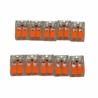 Imagem de Conector Borne Alavanca 2 Vias Terminal Emenda Fio Cabos 10u - Genéric