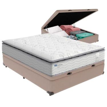 Imagem de Cama Box Baú Casal Bege + Colchão Amsterdã Molas Ensacadas Probel