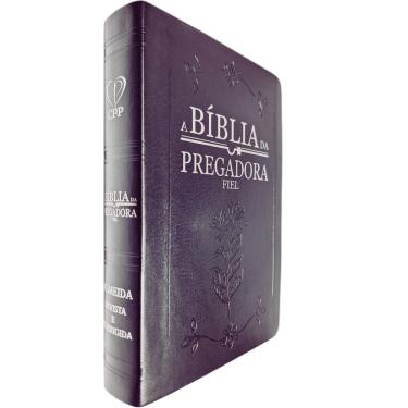 Imagem de A Bíblia da Pregadora Fiel ARC Full Color Capa PU Luxo Preta Palavras de Deus em Azul e as de Jesus em Vermelho