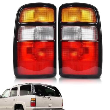 Imagem de APSVE Conjunto de luzes traseiras compatível com Chevy Tahoe Suburban GMC Yukon YuKon XL 1500 2500 2000 2006 Lâmpadas de freio da luz traseira do lado do motorista e do passageiro sem lâmpadas, lente