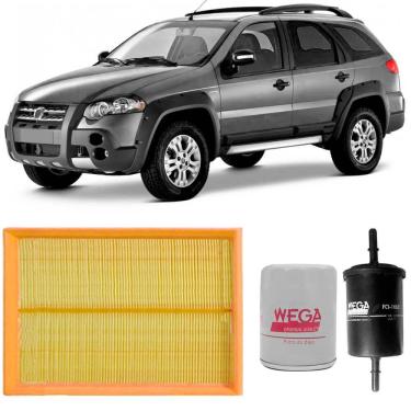 Imagem de Kit Filtro Ar Óleo Combustível Palio Weekend 2001 a 2017 Wega