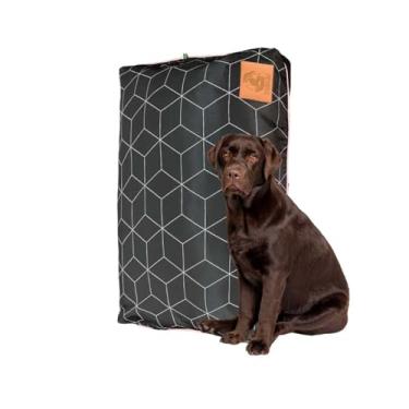 Imagem de Almofada Para Cachorro Grande Caminha Pet Para Pitbull Pastor Alemão 110x125 Cm Tamanho Gg (Linhas Geometricas Preta)