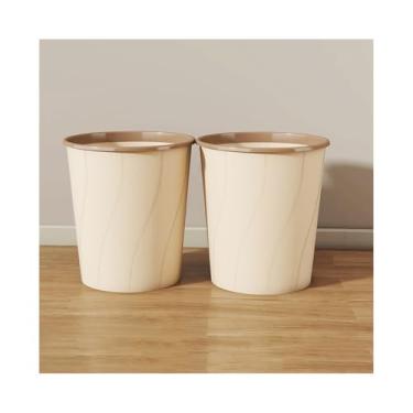 Imagem de Lixeira para Área Externa Lixeira, design de balde duplo sem tampa redonda, grande lixeira de plástico para cozinhas domésticas e cafeterias, pacote com 2 Lixeira para Área Externa(Beige)