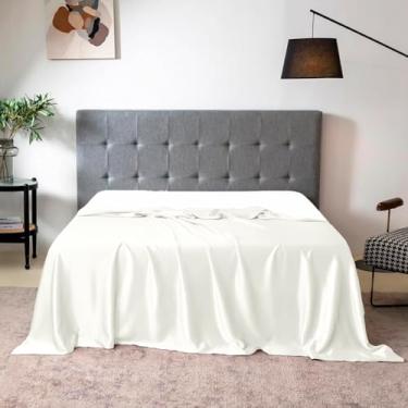 Imagem de Lençol Superior Avulso Casal King Cetim Seda Pérola