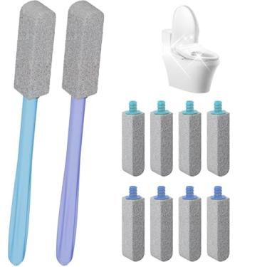 Imagem de Limpador de vaso sanitário de pedra-pomes, pedra-pomes com cabo longo de 29 cm para banheiro, banheiras, churrasqueiras, piscinas, limpeza de pias (pacote com 8)