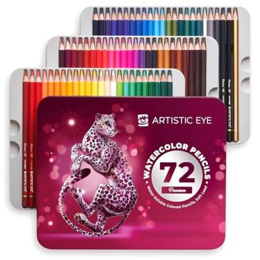 Imagem de Lápis de aquarela premium ARTISTIC EYE | Conjunto de 72, grafite macio de qualidade de 3,5 mm, lápis solúveis em água, perfeitos para artistas iniciantes e avançados