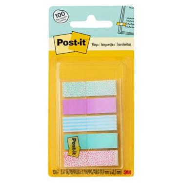 Imagem de Post-it Bandeiras estampadas, dispensador 100/On-the-Gole, 1,2 cm, coleção padrão gradiente (684-GRDNT)