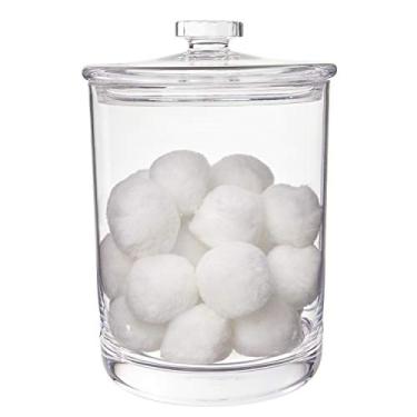 Imagem de STORi Suporte de bola de algodão e maquiagem de plástico transparente de qualidade premium | Frasco de boticário de 1,7 g com tampa | Recipiente de armazenamento perfeito para organizar banheiro e