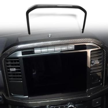 Imagem de FINMOKAL Painel central de fibra de carbono seco, painel de navegação GPS, acabamento da moldura compatível com Ford F150 Raptor 2021 2022-2024