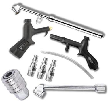 Imagem de Kit Bico Passar Ar Encher Pneu Engate Rápido Com Calibrador - Bjb Equi