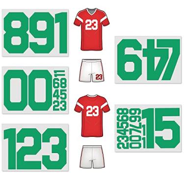 Imagem de Yiootop 34 Peças De Camisetas Com Números Para Passar A Ferro, 8" E 2", Transferência Térmica 0 9 Uniforme Equipe, Esportivas, Bonés, Camisas Futebol, Basquete Beisebol (1 Conjunto Verde)
