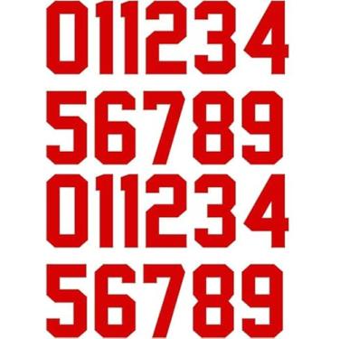 Imagem de SIQUNUO 22 Peças De Camisetas Com Números Transferência Térmica 5" Para Passar A Ferro, 0 9 Uniforme Equipe, Esportivas Basquete, Beisebol E Futebol (Vermelhas)