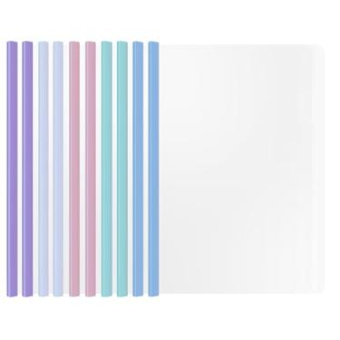 Imagem de 10 pastas de relatório com capa transparente e barra deslizante, capas de relatório de tamanho A4 e carta, pasta de apresentação para negócios escolares, comporta 70 folhas (multicores claras)