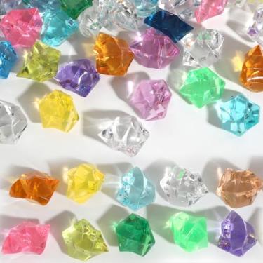 Imagem de Fake Ice, 200 peças de cubos de gelo falsos multicoloridos gelo falso acrílico pedras de gelo reutilizáveis pedras preciosas diamantes de plástico para centros de mesa de centro de mesa de casamento