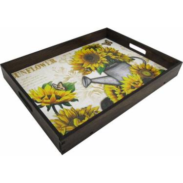 Imagem de Bandeja Super Luxo Decoração Girassol 35x25x4 cm Mdf - GIROLA DECOR