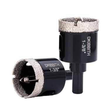 Imagem de Brocas de serra de diamante de 3,5 cm com broca piloto - 2 peças de serras com ponta de diamante de 3,5 cm com ponta de diamante com broca guia para perfuração precisa, para vasos de cerâmica de