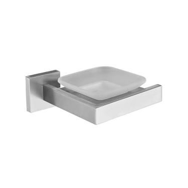 Imagem de Conjunto de banheiro de níquel escovado - Toalheiro de aço inoxidável - Suporte de papel higiênico - Suporte de parede, saboneteira