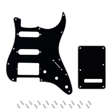 Imagem de Banworks 3Ply Strat HSS Pickguard 11 furos SSH Pickguard placa de risco com placa traseira 6 furos Tremolo conjunto de capa para EUA/Mexicano estilo moderno padrão Stratocaster ST JT/HB-09 preto
