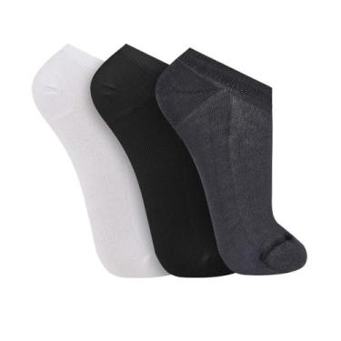 Imagem de Kit 3 Meias Sapatilha Invisível Trifil T7064 Branca/Preta/Chumbo, Bran
