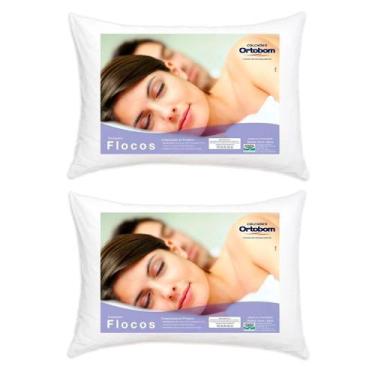 Imagem de Kit 2 Travesseiros 45x65cm Ortobom Flocos, UNICA