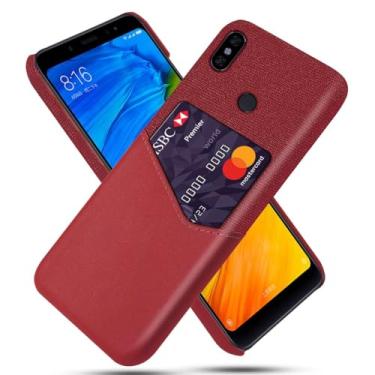 Imagem de Capa para Xiaomi redmi Note 5,Tela e tampa de couro PU,Antideslizante,360°cobertura completa à prova de choque com 1 slot de cartão atrás,Prevenção de queda-Red