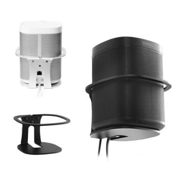 Imagem de OCXLLEATLY Suporte de parede para SONOS One SL/Play: 1 alto-falante inteligente, suporte de alto-falante de metal resistente com grades de proteção, acessórios de áudio doméstico, preto