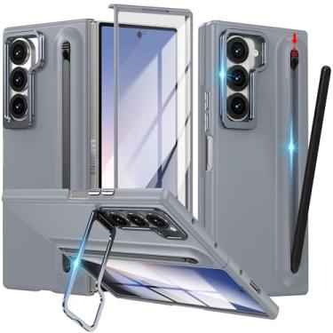 Imagem de YQODSZ Capa para Samsung Galaxy Z Fold 7 com suporte para caneta S e Stylus, [Suporte para moldura da câmera] Capa fina para celular com película protetora de tela HD embutida antiarranhões fosco PC
