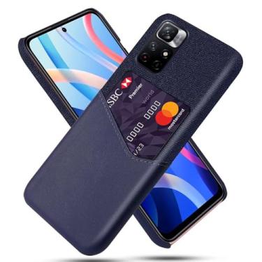 Imagem de Capa para Xiaomi Redmi Note 11 5G,Tela e tampa de couro PU,Antideslizante,360°cobertura completa à prova de choque com 1 slot de cartão atrás,Prevenção de queda-Blue