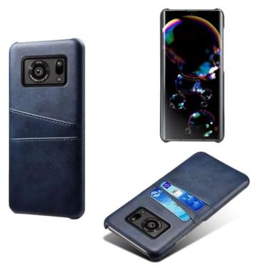 Imagem de Capa compatível com Sharp Aquos Sense R6, capa de couro PU - Capa de telefone fina à prova de choque com 2 compartimentos para cartão, proteção anti-impressão digital e antiqueda, plástico de couro