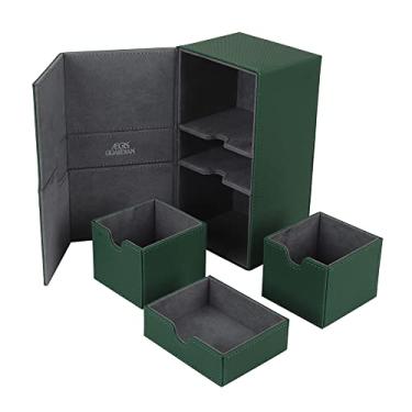 Imagem de AEGIS GUARDIAN Card Deck Box for MTG with 3 Tray Commander Deck Box Hold 200+ Double Sleeved Cards, PU Leather 7 Strong Magnets Card Storage Box Deck Game Case for TCG CCG, Green