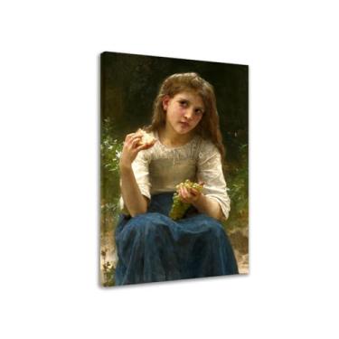 Imagem de LXURY Bouguereau. O lanche. Reprodução de pinturas famosas. Arte de parede em tela. Pôsteres e impressões. Imagem para decoração de casa 40 x 64 cm Moldura interna