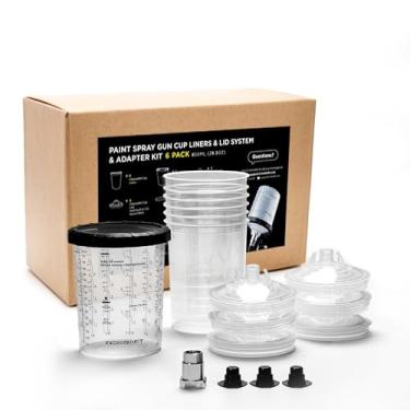 Imagem de InoKraft Copo Descartável Para Pistola De Pintura, Kit Grande De 800 Ml Com 6 Copos E Tampas, 1 Copo Rígido Com Anel De Retenção, 3 Plugues, Sistema De Pintura Para Pistola De Pintura Hvlp Lvlp Com