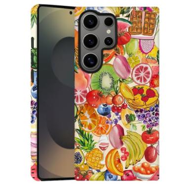 Imagem de Capa para Samsung Galaxy S24 Ultra, capa de telefone fosca macia com proteção de câmera - Colagem de frutas