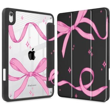 Imagem de Tuiklol Capa transparente para iPad mini 7 (A17 Pro 7ª geração) 2024 / iPad mini 6 (6ª geração) 2021 de 8,3 polegadas, suporte de lápis embutido, capa traseira transparente e fina com laço