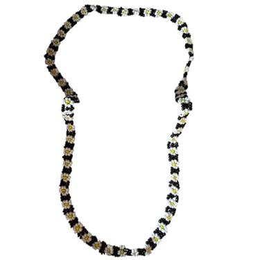 Imagem de Colar Missangas Flor Branco e Preto Luxo Fashion Moda