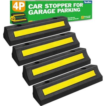 Imagem de Pacote com 4 auxiliares de estacionamento de garagem, rolha de estacionamento de 40 cm para garagem, carro caminhão, calçada, estacionamento, pára-choques com amarelo reflexivo, aparelhos de