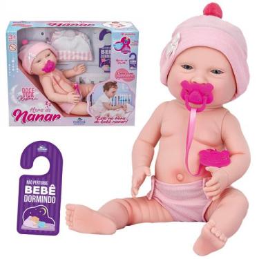 Imagem de Boneca Reborn Doce Vida Com Pijama Fraldinha Chupeta Gorro E Aviso De 