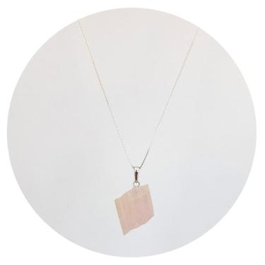 Imagem de Colar 60Cm Prata 925 Quartzo Rosa Bruto - Natural E