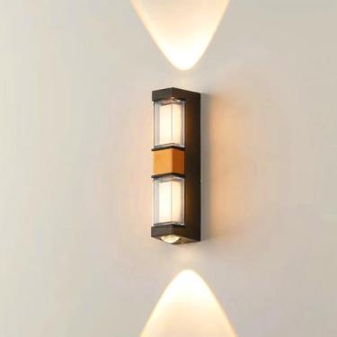 Imagem de Candeeiros de parede LED para ambientes externos, IP65, à prova d'água, de alumínio, arandelas externas, iluminação para cima e para baixo, luzes de parede internas/externas para varanda e pátio da