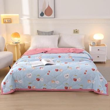 Imagem de Edredom Queen Size Completo Estilo Treliça Design Colcha Fofa Macia Cobertor Fino De Verão Lavável à Máquina Confortável Respirável Pode Dormir Aquecido Para Todas As Estações, H, 180x200cm