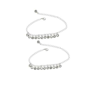 Imagem de Kysin Chiys Conjunto de 2 peças, pulseira de tornozeleira com franja de sino boêmio, vintage, sons de sinos, contas, pingente ajustável, corrente indiana descalço gótica hippie, tornozeleira, verão