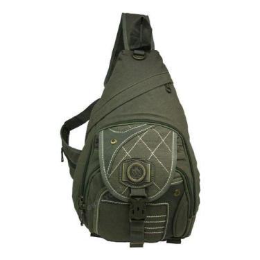 Imagem de Mochila Transversal Uma Alça Em Lona Resistente Unissex - Keuven, Verd