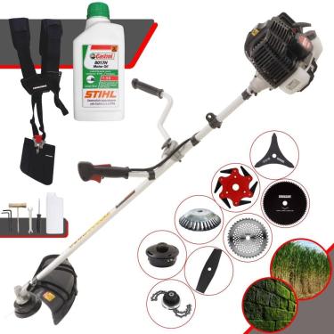 Imagem de Máquina de Corta Grama Kawashima KW52LE À Gasolina 52cc 2,5HP 10000rpm Multifunções Completa Com Carretel de Nylon + 7 Opções de Corte + ÓLEO STIHL 2T