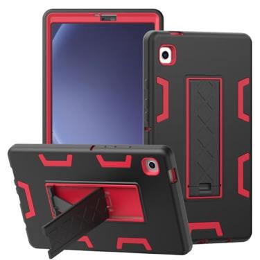 Imagem de SPIUST Capa para Samsung Galaxy Tab A9 2023 de 2023, suporte embutido, capa protetora resistente à prova de choque e resistente a arranhões (vermelho preto)