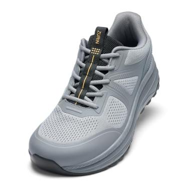 Imagem de ZURIN Tênis de corrida masculino Zero Drop, bico largo, acolchoado com suporte, tênis de caminhada de largura larga, confortável, atlético, corrida, treino, academia, tênis, Cinza, 8.5 Wide