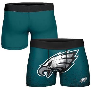 Imagem de FOCO Cueca boxer masculina NFL oficialmente licenciada pela cor do time com logotipo primário para fãs de futebol - Philadelphia Eagles - XX-Grande