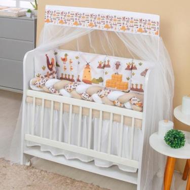 Imagem de Kit Mini Berço Trança 13 peças para Bebê Menino Fazendinha - AVM Enxov