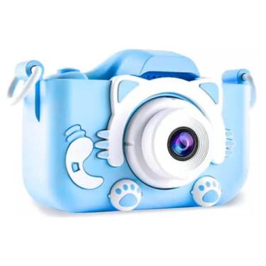 Imagem de Câmera Infantil Digital HD Azul Gatinho – Máquina Fotográfica para Crianças com Jogos, Vídeos, Fotos, Portátil e Recarregável (AZUL)
